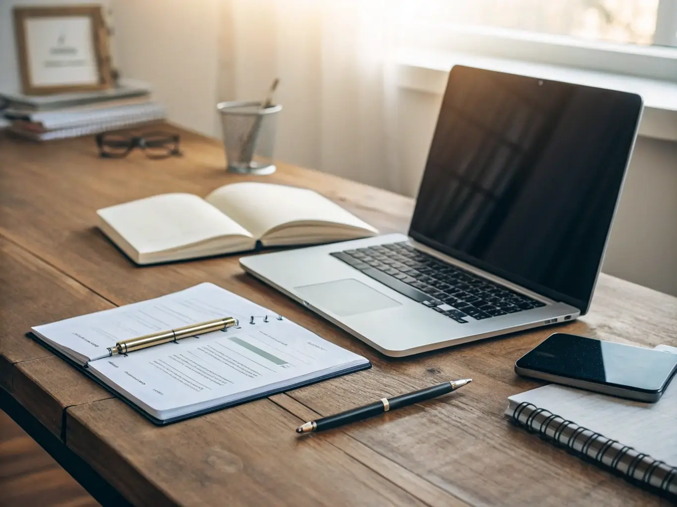 A professional workspace featuring a Mercury corporate card on a desk with a laptop, symbolizing modern financial solutions for businesses.